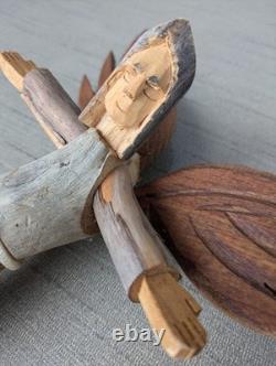 Medium Ben Ortega #1 Angel Folk Art Signed Hand Carved Wall Sculpture 10x8