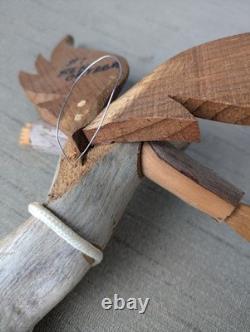 Medium Ben Ortega #1 Angel Folk Art Signed Hand Carved Wall Sculpture 10x8