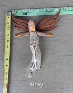 Medium Ben Ortega #1 Angel Folk Art Signed Hand Carved Wall Sculpture 10x8