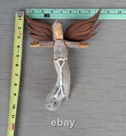 Medium Ben Ortega #1 Angel Folk Art Signed Hand Carved Wall Sculpture 10x8