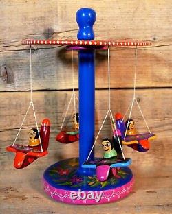 Merry-Go-Round Planes Hand Carved & Painted Olinalá Guerrero Mexican Folk Art