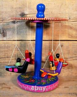 Merry-Go-Round Planes Hand Carved & Painted Olinalá Guerrero Mexican Folk Art