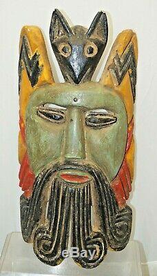 Mexican 1937 Wood Carved Painted Folk Art Festival Tribal Mask Tourist Piece