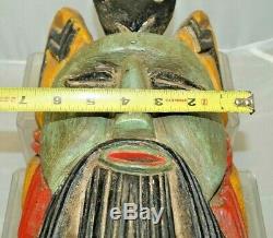 Mexican 1937 Wood Carved Painted Folk Art Festival Tribal Mask Tourist Piece