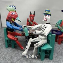 Mexican Folk Art Alebrijes Table Scene Hand Carved Wood Figurine Set Oaxaca