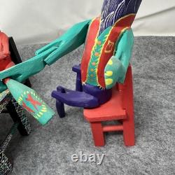 Mexican Folk Art Alebrijes Table Scene Hand Carved Wood Figurine Set Oaxaca