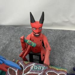 Mexican Folk Art Alebrijes Table Scene Hand Carved Wood Figurine Set Oaxaca