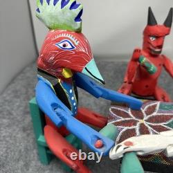 Mexican Folk Art Alebrijes Table Scene Hand Carved Wood Figurine Set Oaxaca