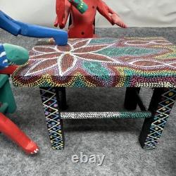 Mexican Folk Art Alebrijes Table Scene Hand Carved Wood Figurine Set Oaxaca