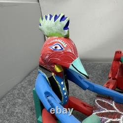 Mexican Folk Art Alebrijes Table Scene Hand Carved Wood Figurine Set Oaxaca