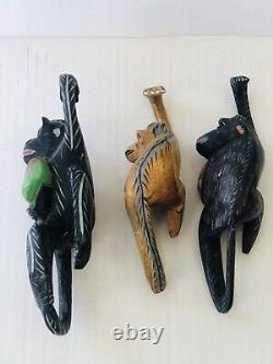 Mexican Folk Art Alebrijes Wood Carved Oaxacan Hanging Monkeys Set Of 3