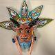 Mexican Folk Art Carved 16 Inch Wood Horned Devil Mask Decoration