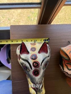 Mexican Folk Art Carved Jaguar & Wolf Masks