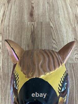 Mexican Folk Art Carved Wood Jaguar With Makers Mark