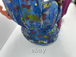 Mexican Folk Art Mermaid with Saxophone Hand Carved Painted And Signed
