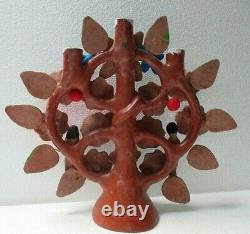 Mexican Tree of Life Adam and Eve Sculpture Clay Painted Detailed Large