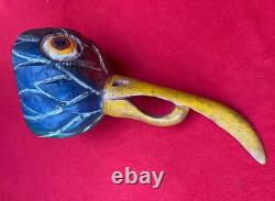 Mexican Folk Art Vintage Giant Hummingbird Aztec Warrior Mask From Guerrero
