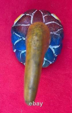 Mexican Folk Art Vintage Giant Hummingbird Aztec Warrior Mask From Guerrero