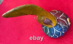 Mexican Folk Art Vintage Giant Hummingbird Aztec Warrior Mask From Guerrero