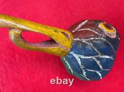 Mexican Folk Art Vintage Giant Hummingbird Aztec Warrior Mask From Guerrero