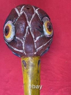 Mexican Folk Art Vintage Giant Hummingbird Aztec Warrior Mask From Guerrero