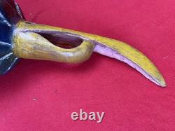 Mexican Folk Art Vintage Giant Hummingbird Aztec Warrior Mask From Guerrero