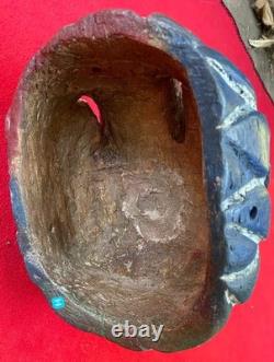 Mexican Folk Art Vintage Giant Hummingbird Aztec Warrior Mask From Guerrero