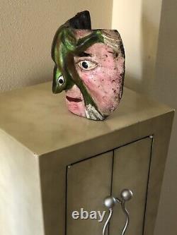Mexican Folk Art -hand Carved Wood Mask Frog Nose