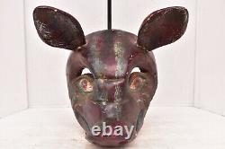 Mexican Guerrero Folk Art Antique Pig El Cerdo Hog Carved Wood Dance Mask