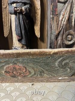 Mexican Santos Angel/Nicho Shrine Carved Wood Folk Art Antique Devotional c1900