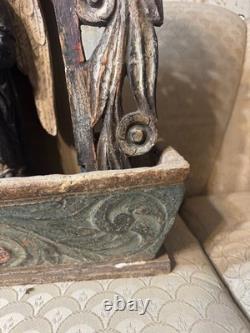 Mexican Santos Angel/Nicho Shrine Carved Wood Folk Art Antique Devotional c1900