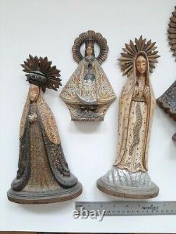 Mexican folk art wood carvings 8 Madonna / Nuestra Senoras statues