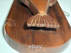 MidCentury Folk Art Lester Baker 1970 Hand Carved Whale Solid Wood Plaque Signed