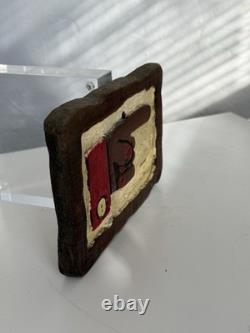 Mid Century Black Folk Art Carved Wood Relief Wall Hanging Sign Advertisement