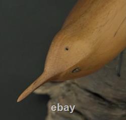 Mid Century Folk Art Carved Wood Bird Sculpture on Driftwood Vintage Figure 8