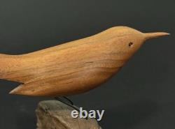 Mid Century Folk Art Carved Wood Bird Sculpture on Driftwood Vintage Figure 8