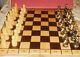 Mid Century Folk Art Carved Wood Figure Chess Set 4 Table Game Board Poland Nib