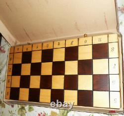 Mid Century Folk Art Carved Wood Figure Chess Set 4 Table Game Board Poland NIB