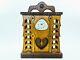 Mid Century Folk / Tramp Art Wood Carved Mantle Clock Howard Finster Type