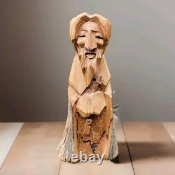Miguel Salazar Art Hand Carved Wood St. Peter Taos New Mexico Vintage'98 Signed