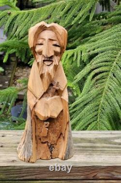 Miguel Salazar Art Hand Carved Wood St. Peter Taos New Mexico Vintage'98 Signed
