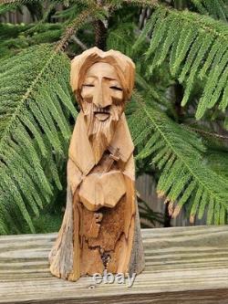 Miguel Salazar Art Hand Carved Wood St. Peter Taos New Mexico Vintage'98 Signed