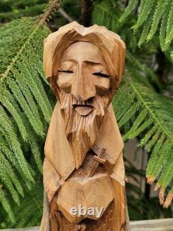 Miguel Salazar Art Hand Carved Wood St. Peter Taos New Mexico Vintage'98 Signed