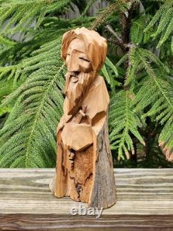 Miguel Salazar Art Hand Carved Wood St. Peter Taos New Mexico Vintage'98 Signed