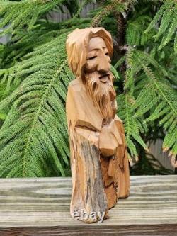 Miguel Salazar Art Hand Carved Wood St. Peter Taos New Mexico Vintage'98 Signed