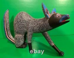 Miguel Santiago Soriano Folk Art Carved Wood Sculpture Coyote Oaxacan Mexican