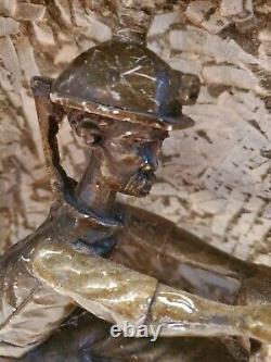 Mining Folk Art 3-D Miner Carved Sculpted from One Piece of Rock Unique OOAK