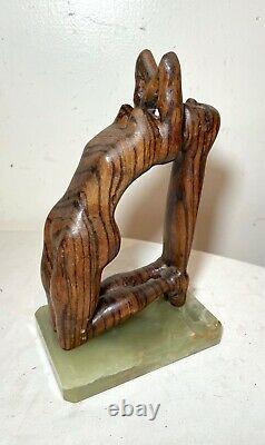 Modern carved wood nude lady woman Puzant Meymarian sculpture statue Folk art