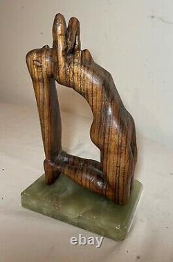 Modern carved wood nude lady woman Puzant Meymarian sculpture statue Folk art