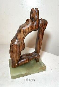 Modern carved wood nude lady woman Puzant Meymarian sculpture statue Folk art